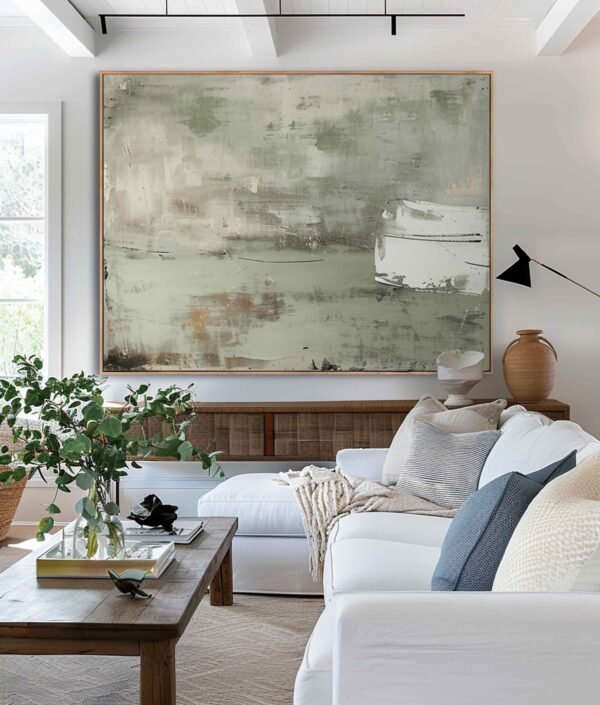Green Minimalist Wall Art,Light green Abstract Painting - Image 8