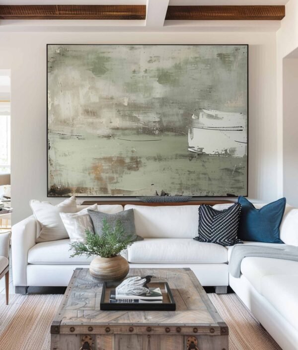 Green Minimalist Wall Art,Light green Abstract Painting